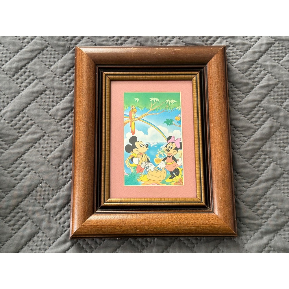 Vintage Minnie and Mickey Mouse Framed Holographic Picture Travellers Foil Print